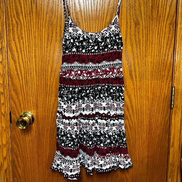 Deb Boho Print Backless Sundress – Size L | Red Black White Summer Mini Dress - Picture 1 of 3